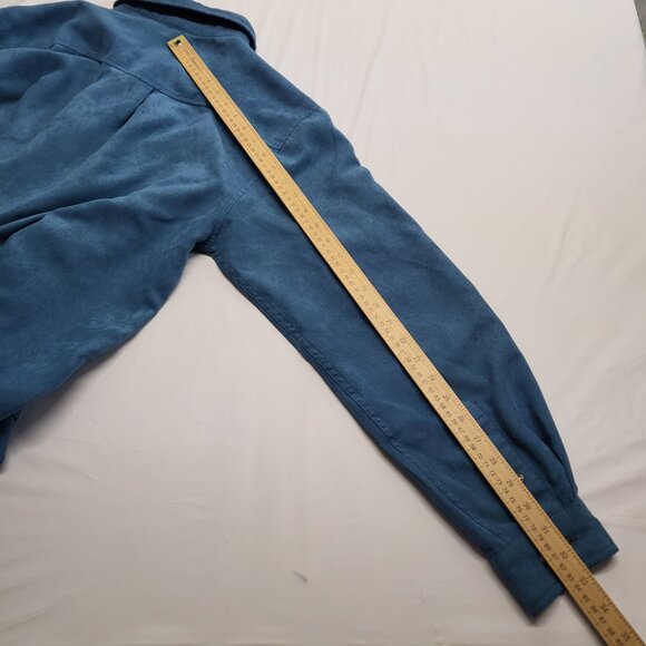 Vintage John Blair Shirt Mens M Soft Suede Long Sleeve Satin Lined Banded Hem - Picture 14 of 14